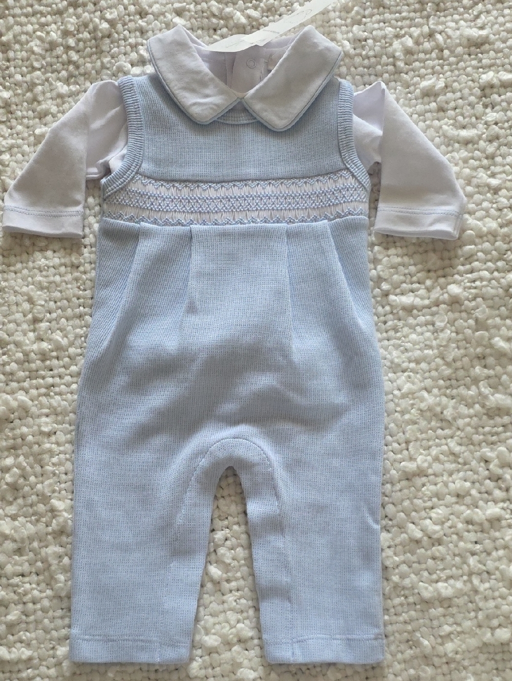 Kissy Kissy White Baby Collar blue trim with Bodysuit